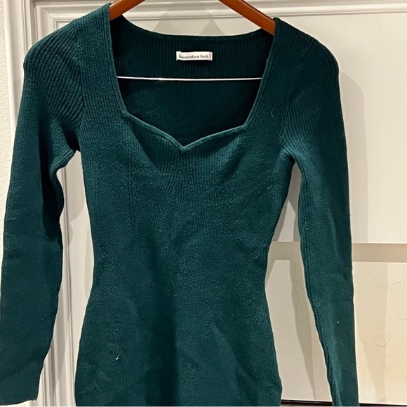 Abercrombie & Fitch Dress Womens Long Sleeve Ribbed Mini Sweater Green Size MP - Picture 3 of 13